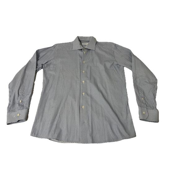 Eton Mens Shirt 16.5 42 Large White Button Floral Dress Contemporary Formal Top - Picture 1 of 8